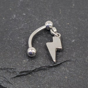 16g Lightning Bold Dangling Charm Rook or Eyebrow Piercing Jewelry Curved Ring