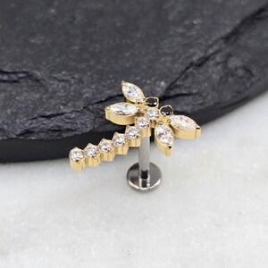 16g titanium ASTM F136 gouden binnendraad libel kleine onderkant schijf labret tragus helix schelp kraakbeen oorbel piercing barbell
