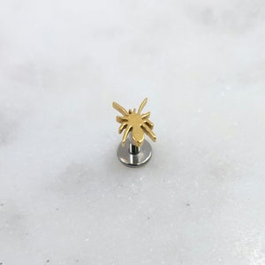 Titanium Gold PVD ASTM F136 Threadless Spider Top Piercing Conch Flat Cartilage Helix Labret Monroe