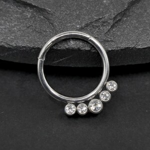 16g Implant Grade Titanium Gem Lined Hinged Segment Septum Helix Piercing Cartilage Daith Hoop Piercing Ring