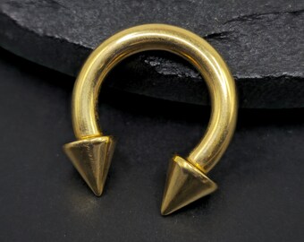 8g Gold Horseshoe Spikes 316L Surgical Steel Internal Thread Hoop Septum Lobe Gauges Piercing Body Jewelry Hoop Cones Plugs