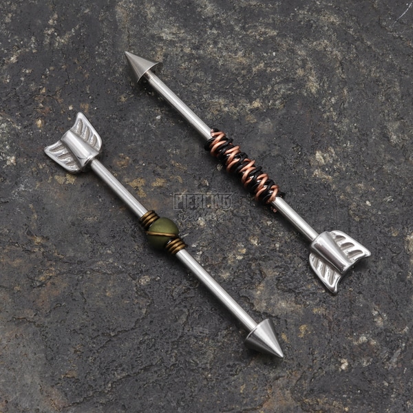 14g Arrow No Rust Choose Two Wire Colors Surgical Steel 32mm 35mm 38mm Industrial Scaffold Piercing Jewelry