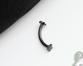 16g Titanium Black PVD ASTM F136 Double Star Ends Implant Grade  Curved Barbell Internal Threads | Rook Eyebrow Piercing