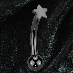 Titanium Threadless ASTM F136 16g kleine zwarte ster wenkbrauw Ashley toren piercing barbell sieraden met vaste bal aan één uiteinde