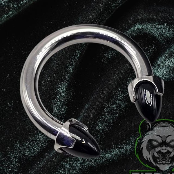 Titanium 10g 12g ASTM F136 Internal Threads Black Onyx Stone Spikes Hoop Septum Piercing Body Jewelry Hoop Gauges Plugs
