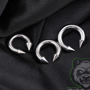 4g Internal Thread Spikes Splid Polished 316L Surgical Steel Horseshoe Large Gauges Hoop Septum Helix Piercing Body Jewelry Plugs