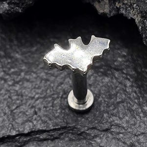 14g Internal Thread Bat 316L Surgical Steel Small Bottom Disc Tragus Helix Conch Cartilage Earring Labret Barbell