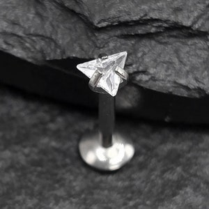 16g titanium ASTM F136 driehoek minimalistische edelsteen binnendraad tragus helix schelp kraakbeen oorbel barbell labret medusa