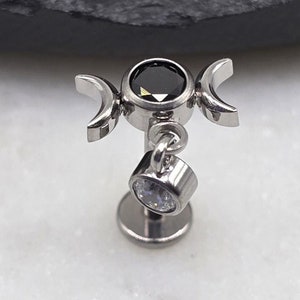 Titan ASTM F136 Mondgöttin Threadless Top Labret Barbell Piercing Conch Flache Knorpel Helix Labret Monroe