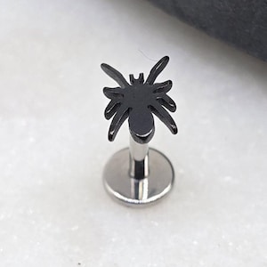 Titaniumzwart PVD ASTM F136 Threadless spider-top piercing conch plat kraakbeen helix labret Monroe