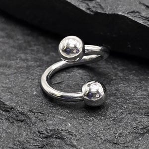 18g Twist Spiral Piercing Hoop Ring Cartilage Helix Tragus Nose Ring External Thread Ball Ends Solid Polished 316L Surgical Steel