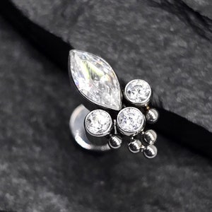 Titan ASTM F136 Marquise Runde Cluster Threadless Top Threadless Labret Piercing Conch Flache Tragus Knorpel Helix Labret Monroe