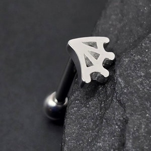 Pendiente de barra para cartílago, hélice, trago, con rosca externa, de acero quirúrgico 316L, 16 g, 6 mm, 8 mm, diseño de telaraña