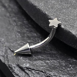 16g Titanium ASTM F136 Spikes & 3mm Shining Star Curved Barbell Internally Threaded | Rook Ashley Eyebrow Piercing