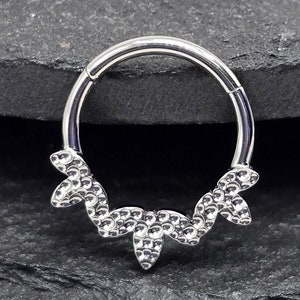 16g Titanium ASTM F136 Thick Hammered Implant Grade Hinged Segment Clicker Septum Helix Piercing Cartilage Daith Hoop