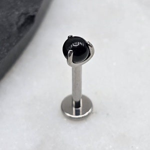 16g Titan ASTM F136 Innengewinde 3mm Prong Kralle Onyx Stein Scheibe Labret Tragus Helix Conch Knorpel Ohrring Piercing Barbell