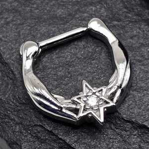 16g 8 mm North Star CZ Gem Articulado Segmento Clicker Piercing Hoop Anel Sólido Aço Cirúrgico 316L Daith Septum Helix