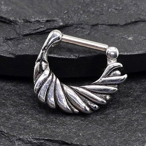 16g 6mm Solid 316L Surgical Steel Hinged Segment Clicker Hoop Septum Daith Helix Cartilage Piercing