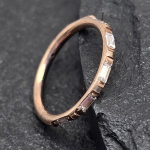 16g Titanium Rose Gold PVD Implant Grade Micro Gem Baguette Hinged Segment Septum Helix Piercing Cartilage Daith Hoop Piercing Ring