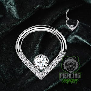 16g Titanium Implant Grade Micro Gem Paved Hinged Segment Septum Helix Piercing Cartilage Daith Hoop Piercing Ring