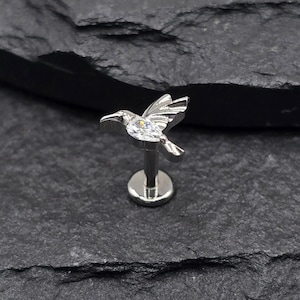 Titanium ASTM F136 Threadless Hummingbird Top Piercing Jewelry Conch Flat Cartilage Helix Labret Monroe