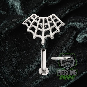 16g ASTM F136 Grade 23 Titan Innengewinde Spinnennetz Halloween Kleine Bodenscheibe Tragus Helix Conch Knorpel Ohrring Labret Barbell