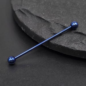 CLEARANCE 16g Titanium ASTM F136 External Thread Blue Anodized Industrial Barbell Scaffold Piercing Jewelry 32mm or 38mm