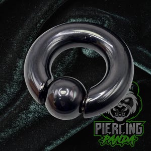 1x 00g 0g 2g 4g 6g 8g 12mm or 16mm Diameter Spring Action Black Plated Captive Ball Large Gauges Surgical Steel Hoop Septum Piercing Plugs