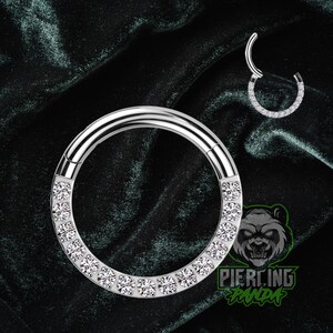 16g 8 mm 10 mm Implante Grau Titânio Micro Gema Pavimentada Articulada Segmento Septo Hélice Piercing Cartilagem Daith Hoop Piercing Anel
