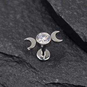 Titan ASTM F136 Mondgöttin Threadless Top Labret Barbell Piercing Conch Flache Knorpel Helix Labret Monroe