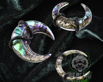 2g 00g FINAL STOCK Organic Abalone Shell Bull Taper Pincher 2-Black O-Rings Septum Claw Custom Made