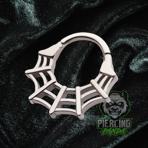 16g 8 mm 10 mm Teia de aranha sólida Aço cirúrgico 316L Segmento articulado Clicker Hoop