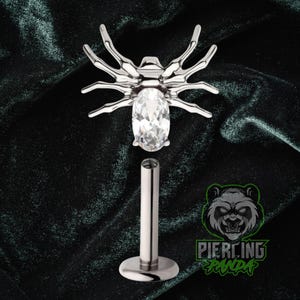 16g ASTM F136 Grade 23 Titanium Internal Thread Spider CZ Gem Belly Small Bottom Disc Tragus Helix Conch Cartilage Earring Labret Barbell