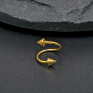 20g Twist Spiral Piercing Hoop Ring Cartilage Helix Tragus Nose Ring External Thread Spikes Solid Polished Gold PVD 316L Surgical Steel