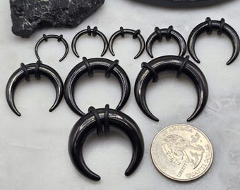 14g , 12g , 10g, 8g, 6g, 4g, 2g, 1g, 0g, 00g Black PVD Plate 316L Surgical Steel Septum Pincher Claw Custom Made