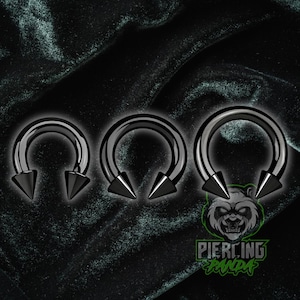 10g Black Horseshoe Spikes 316L Surgical Steel Internal Thread Hoop Septum Lobe Gauges Piercing Body Jewelry Hoop Cones Plugs