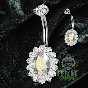 Tytanowy gwint wewnętrzny ASTM F136 14g AB Zestaw tęczowych kolczyków do pępka, podwójny okrągły