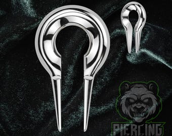Single Large Spike Polished 316L Surgical Steel Hinged Segment Clicker Gauged Septum Tunnel Plug Earring Weights