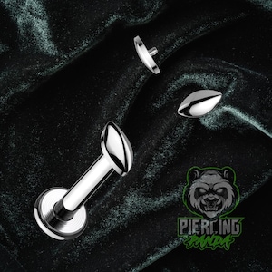 16g Titanium ASTM F136 Internal Threads 5.5mm Marquise Slight Dome Medusa Tragus Helix Conch Cartilage Earring Labret Barbell