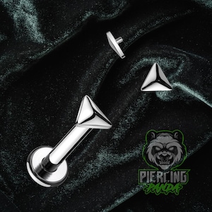 16g Titanium ASTM F136 Internal Threads 4.7mm Triangle Slight Dome Medusa Tragus Helix Conch Cartilage Earring Labret Barbell