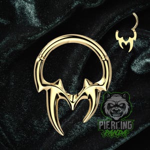 Anel de piercing com segmento articulado de titânio ASTM F136 16g, argola de piercing Daith, aço cirúrgico sólido 316L, banhado a ouro PVD por cima