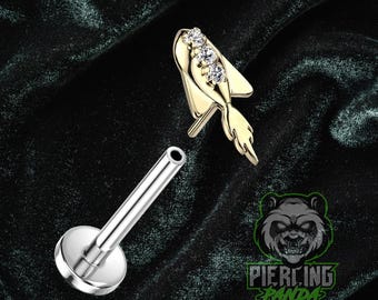 14kt Yellow Gold Threadless Rocket Ship Top For Threadless Barbells Piercing Jewelry Conch Flat Cartilage Helix Labret Monroe