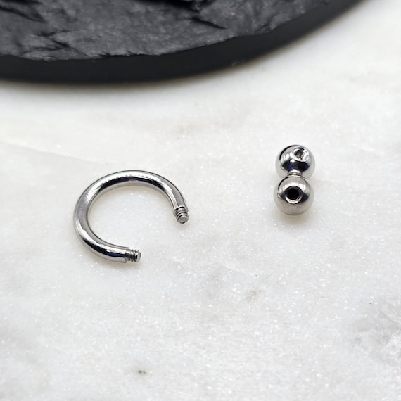 12g Horseshoe 5mm Balls 316L Surgical Steel External Thread Hoop