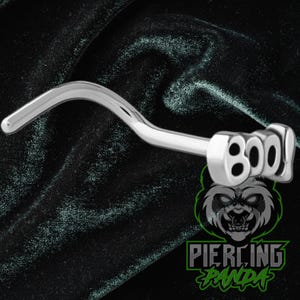 CLEARANCE 20g Boo! Nose Piercing Ring Stud Curl Jewelry Solid 316L Surgical Steel Halloween Ghost