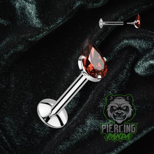 16g ASTM F136 Titanio Filettatura Interna Pera Lacrima CZ Rosso Disco Labret Piatto Trago Elica Conca Cartilagine Orecchino Barbell
