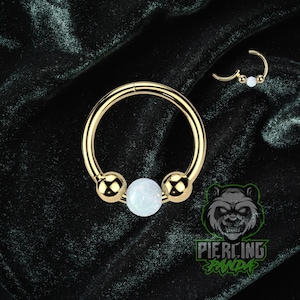18g Titanium ASTM F136 Gold Opal Implant Grade Hinged Segment Clicker Septum Helix Piercing Cartilage Daith Hoop