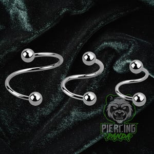 20g Twist Spiral Piercing Hoop Ring Cartilage Helix Tragus Nose Ring External Thread Ball Ends Solid Polished 316L Surgical Steel