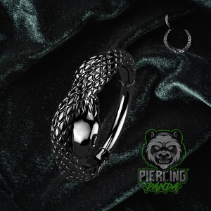 16g 8mm Snake Black PVD Plated 316L Surgical Steel Hinged Segment Septum Helix Piercing Cartilage Daith Hoop Piercing Ring