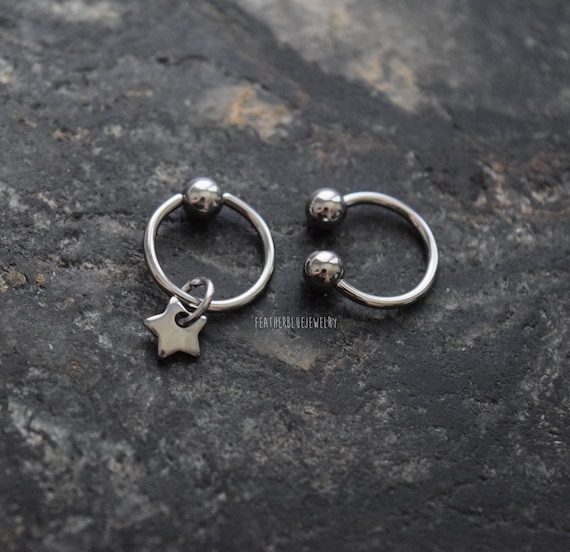 Triple Skull Nose Hoop Captive Bead Ring 20g-18g-16g Steel Earring Body Jewelry