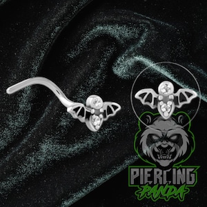 20g Bat Solid Polished 316L Surgical Steel Curl Nose Piercing Jewelry Stud Ring Halloween